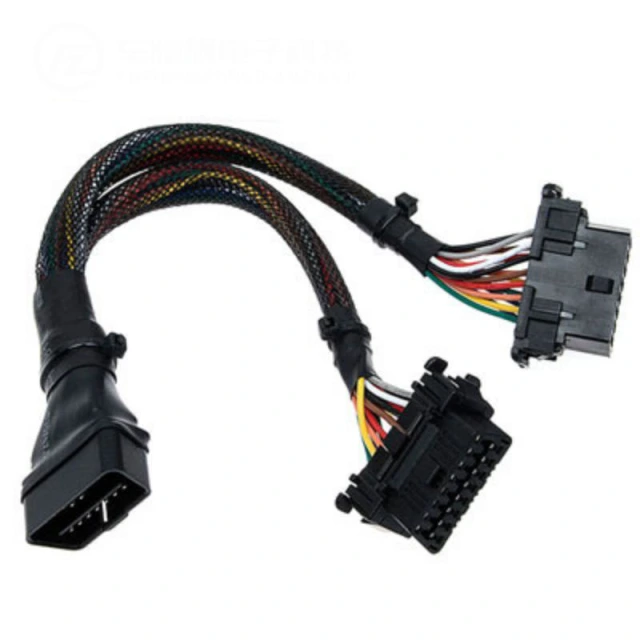 30CM Military cable OBD2 one in two extension cable, automotive computer connection conversion plug 16 pin  male and female  cable