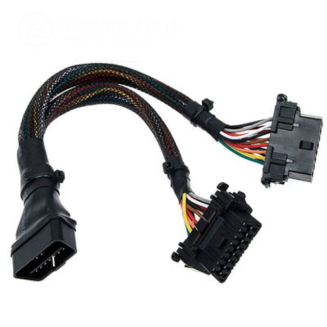 30CM Military cable OBD2 one in two extension cable, automotive computer connection conversion plug 16 pin  male and female  cable