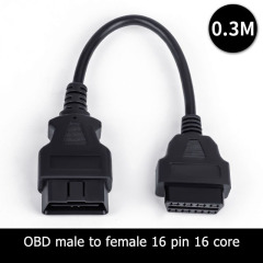 30cm 50cm 1.5m 3m 5M 10M 15m OBD male to female 16 core extension cable OBD2  16pin diagnostic tool extension cable