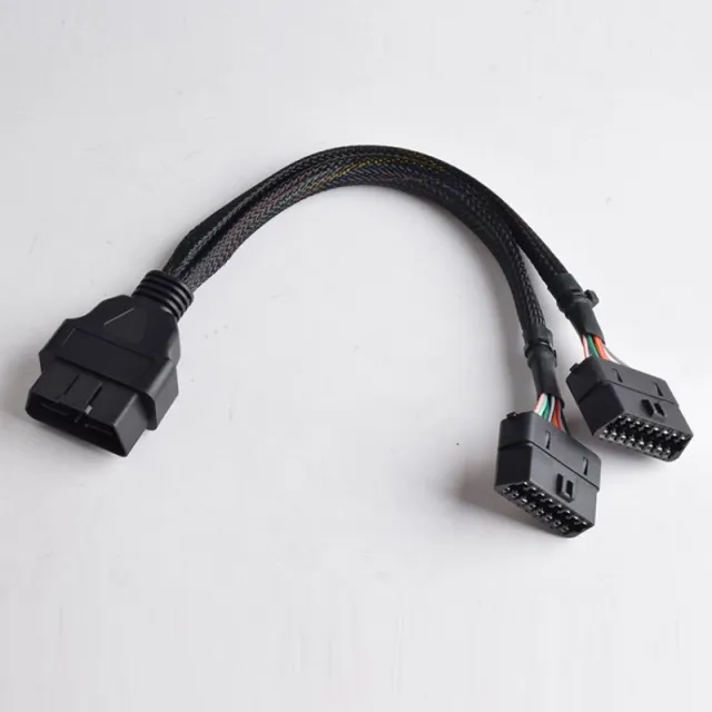 Automobile OBD2 one to two extension cable obd2 16pin 1 to 2 splitter Y cable