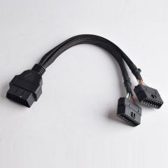 Automobile OBD2 one to two extension cable obd2 16pin 1 to 2 splitter Y cable