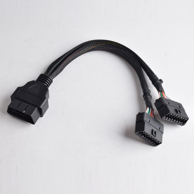 Automobile OBD2 one to two extension cable obd2 16pin 1 to 2 splitter Y cable