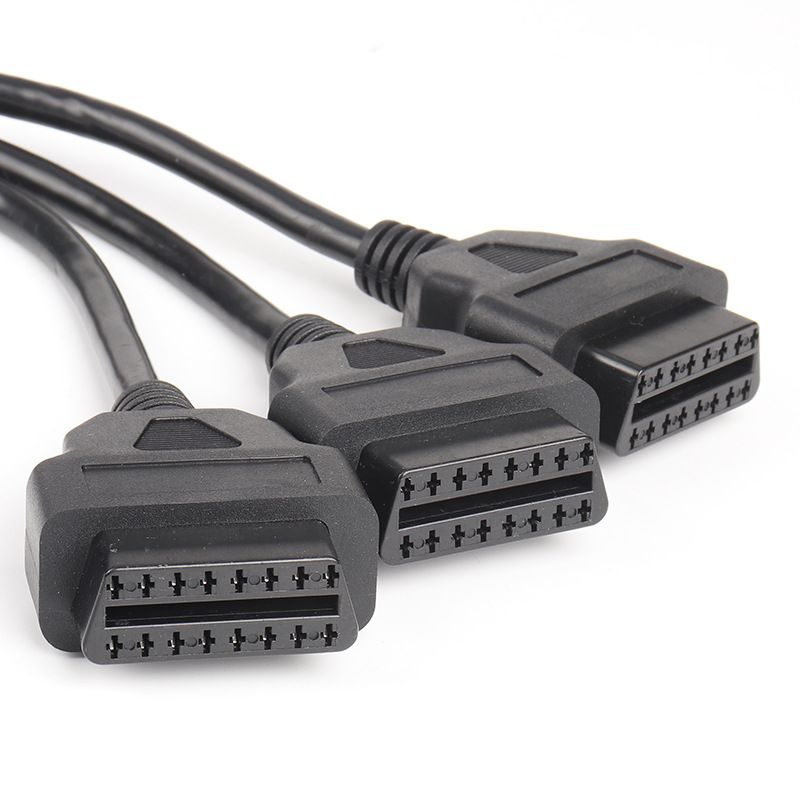 50cm Automotive OBD2 straight 1 to 3 splitter cable OBD 16 pin 16 core one to three adapter extension cable
