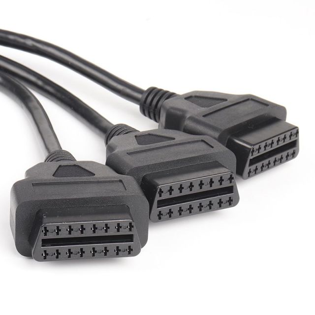 50cm Automotive OBD2 straight 1 to 3 splitter cable OBD 16 pin 16 core one to three adapter extension cable