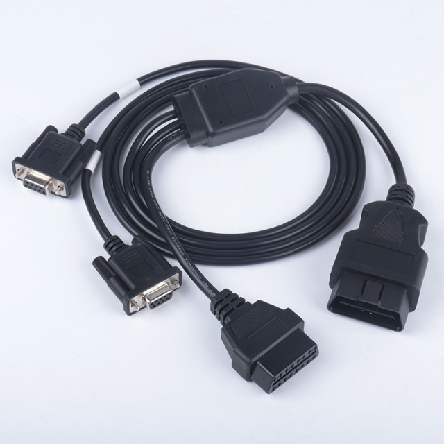 OBD2 male  to 2 DB9 and OBD female  CABLE  Serial RS232  OBD2 diagnostic tool connection cable