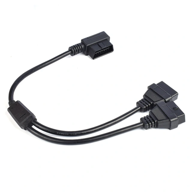 50cm L-type OBD2 one to two extension cable elbow 90 degree OBD  16 pin 16 core splitter Y  CABLE