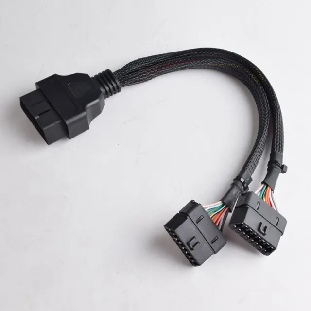 Automobile OBD2 one to two extension cable obd2 16pin 1 to 2 splitter Y cable