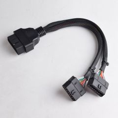 Automobile OBD2 one to two extension cable obd2 16pin 1 to 2 splitter Y cable