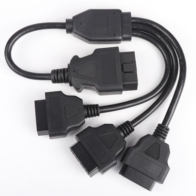 50cm Automotive OBD2 straight 1 to 3 splitter cable OBD 16 pin 16 core one to three adapter extension cable