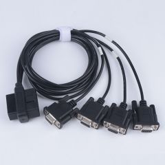 1M OBD2 male and female to 4 DB9 female cable serial RS232 OBD2 cable
