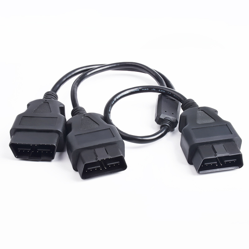OBD2 16 pin 16 core male to 2  male OBD2 cable  OBDII  splitter y  cable