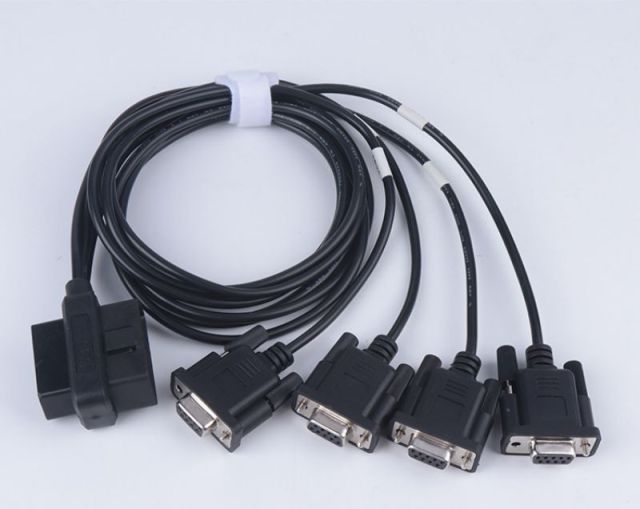 1M OBD2 male and female to 4 DB9 female cable serial RS232 OBD2 cable
