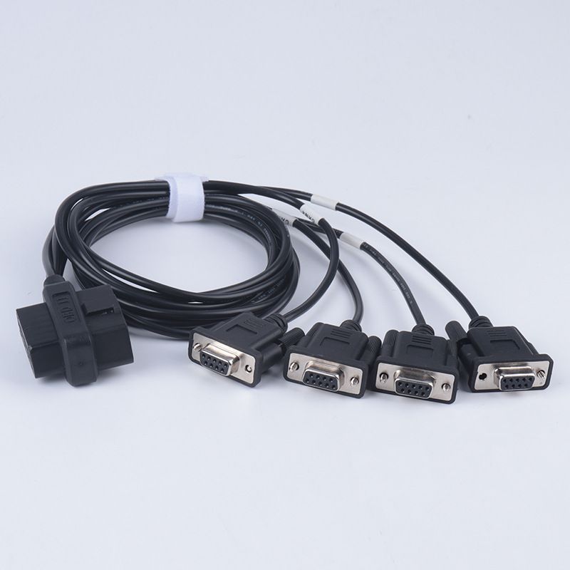 1M OBD2 male and female to 4 DB9 female cable serial RS232 OBD2 cable