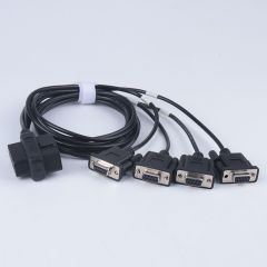 1M OBD2 male and female to 4 DB9 female cable serial RS232 OBD2 cable