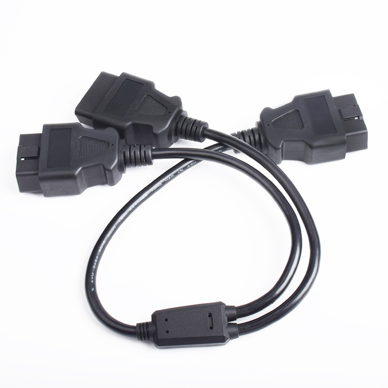 OBD2 16 pin 16 core male to 2  male OBD2 cable  OBDII  splitter y  cable