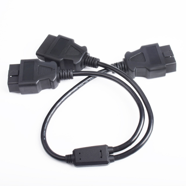 OBD2 16 pin 16 core male to 2  male OBD2 cable  OBDII  splitter y  cable