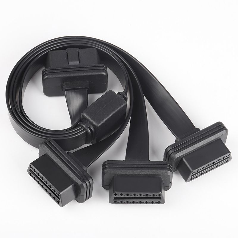 0.5M automotive OBD2  16pin  one to three  cable , straight 16 pin 16 core  one to three flat obdII  cable