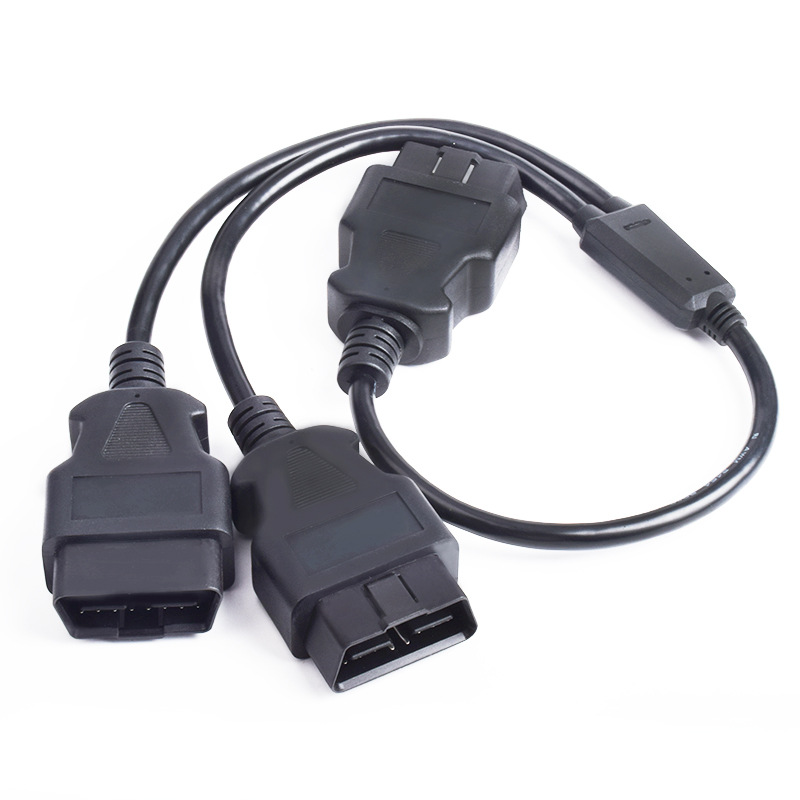OBD2 16 pin 16 core male to 2  male OBD2 cable  OBDII  splitter y  cable