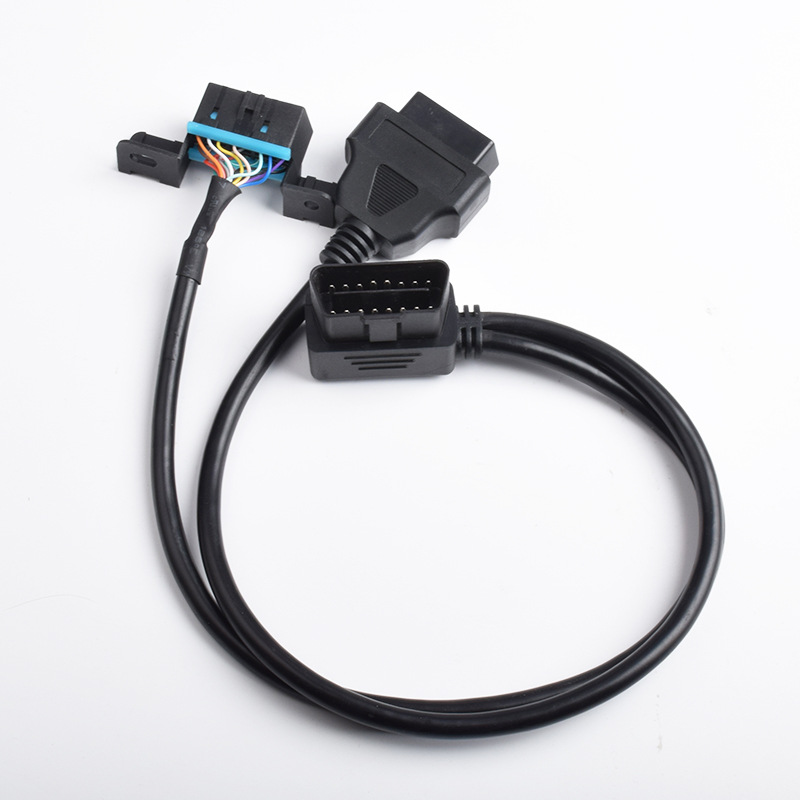 Automotive OBD2 One to  Two Extension splitter Y  Cable Universal Interface OBD 16 pin 16 core  Cable  Wire harness