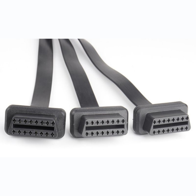 0.5M automotive OBD2  16pin  one to three  cable , straight 16 pin 16 core  one to three flat obdII  cable