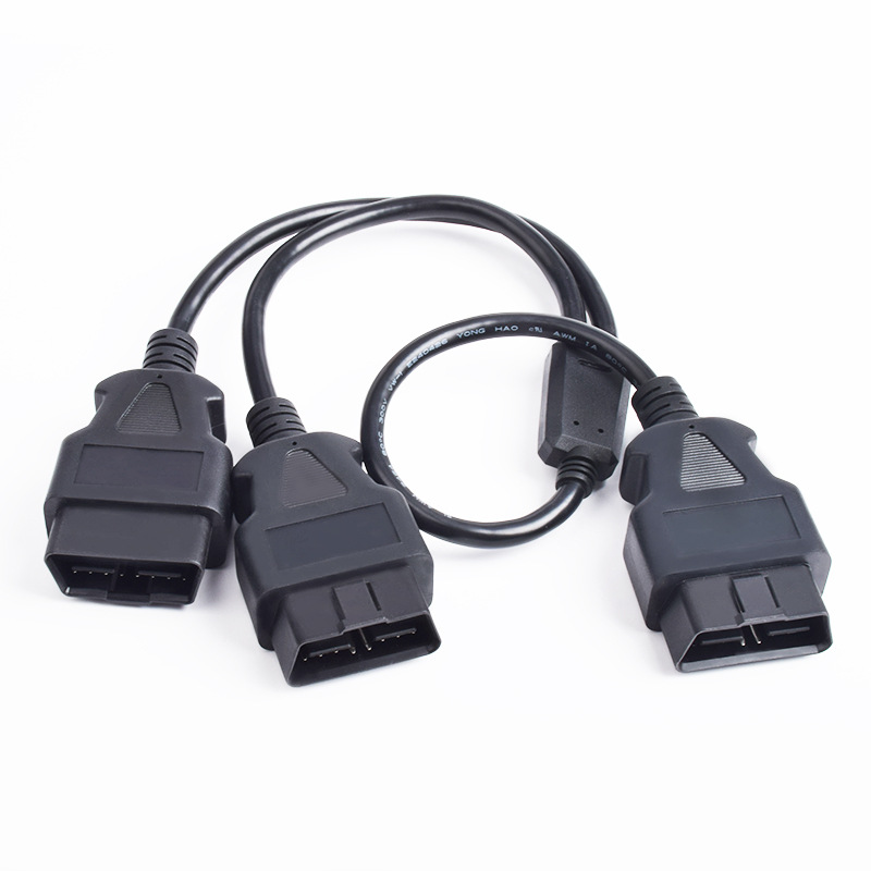 OBD2 16 pin 16 core male to 2  male OBD2 cable  OBDII  splitter y  cable