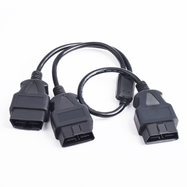 OBD2 16 pin 16 core male to 2  male OBD2 cable  OBDII  splitter y  cable