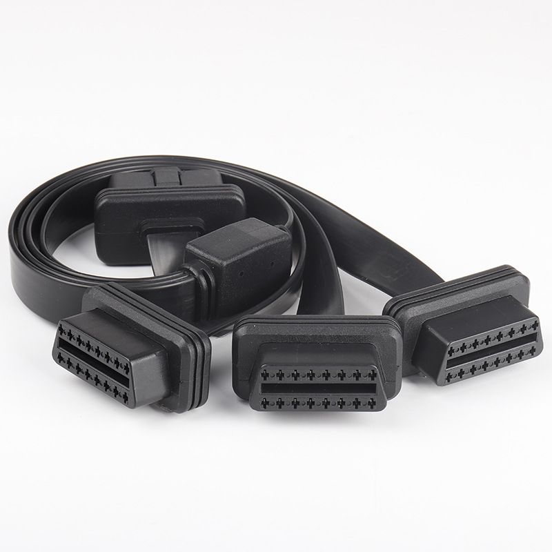 0.5M automotive OBD2  16pin  one to three  cable , straight 16 pin 16 core  one to three flat obdII  cable
