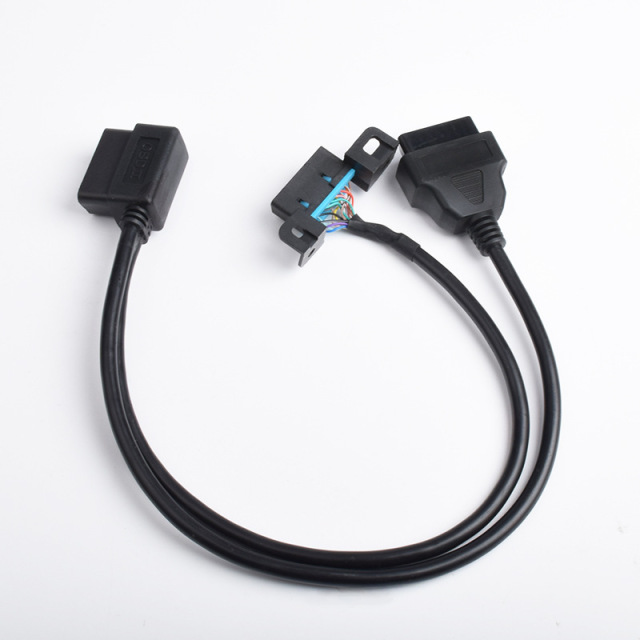 Automotive OBD2 One to  Two Extension splitter Y  Cable Universal Interface OBD 16 pin 16 core  Cable  Wire harness