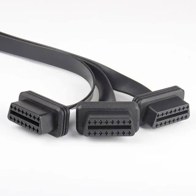 0.5M automotive OBD2  16pin  one to three  cable , straight 16 pin 16 core  one to three flat obdII  cable