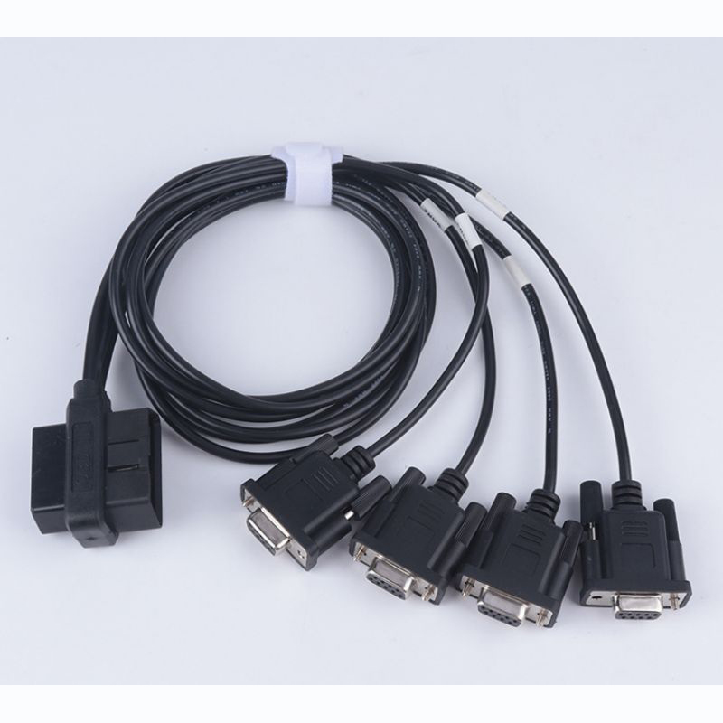 1M OBD2 male and female to 4 DB9 female cable serial RS232 OBD2 cable