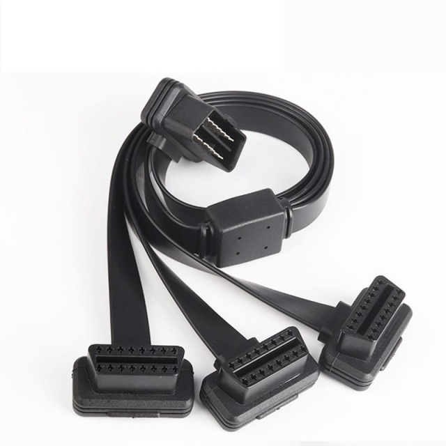50cm Automobile OBD2 one  to three   flat  16 core  cable OBD2 adapter extension cable
