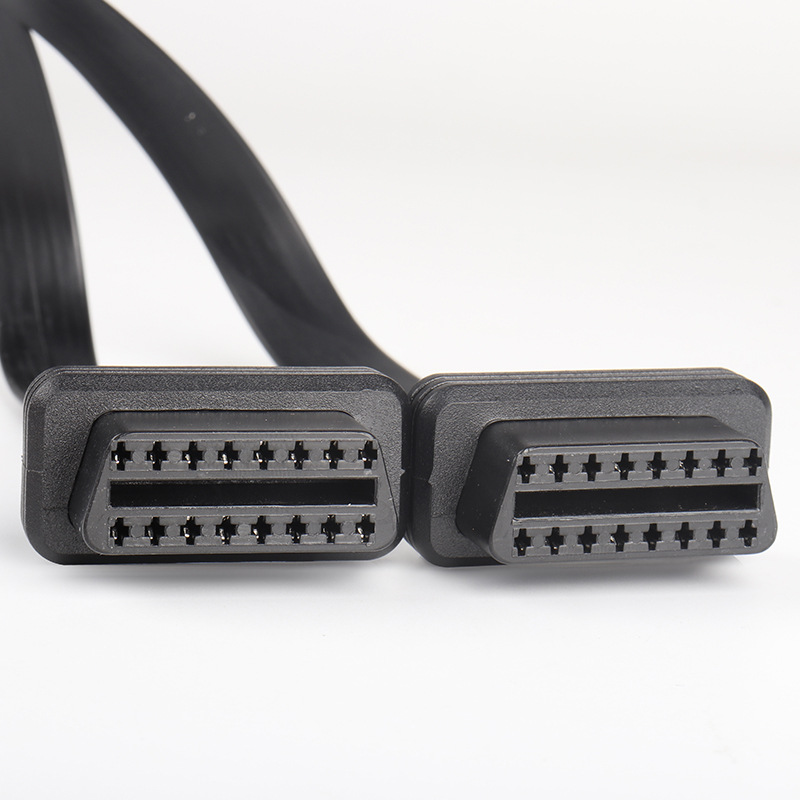 50CM Car OBD2 one to two adapter extension cable, OBD2 flat wire 16 core  one to two  cable