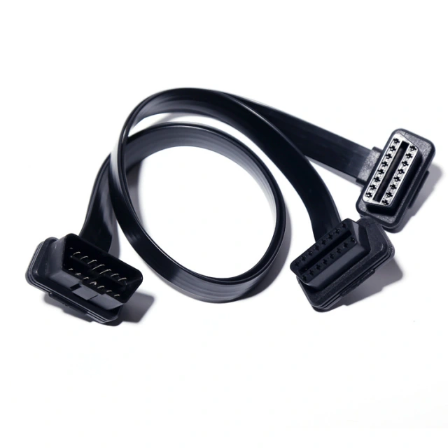 50cm Automotive OBD2 elbow one to two adapter cable, OBD2 flat 16 pin 16 core one to two extension cable