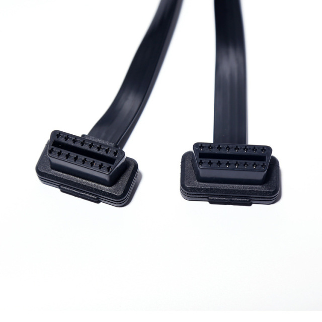50cm Automotive OBD2 elbow one to two adapter cable, OBD2 flat 16 pin 16 core one to two extension cable