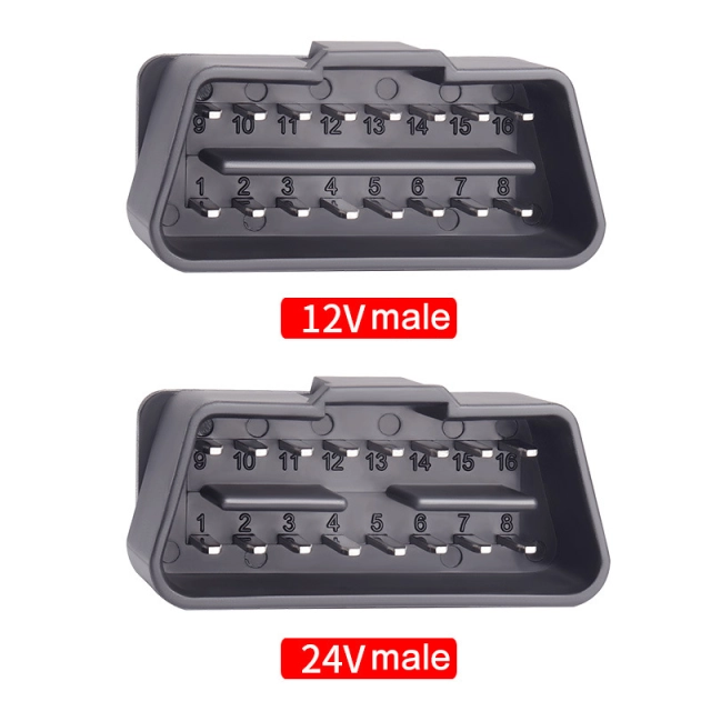Automotive OBD2 16 Pin Male Connector OBDII 12V 24V Truck Diagnostic Interface Plug