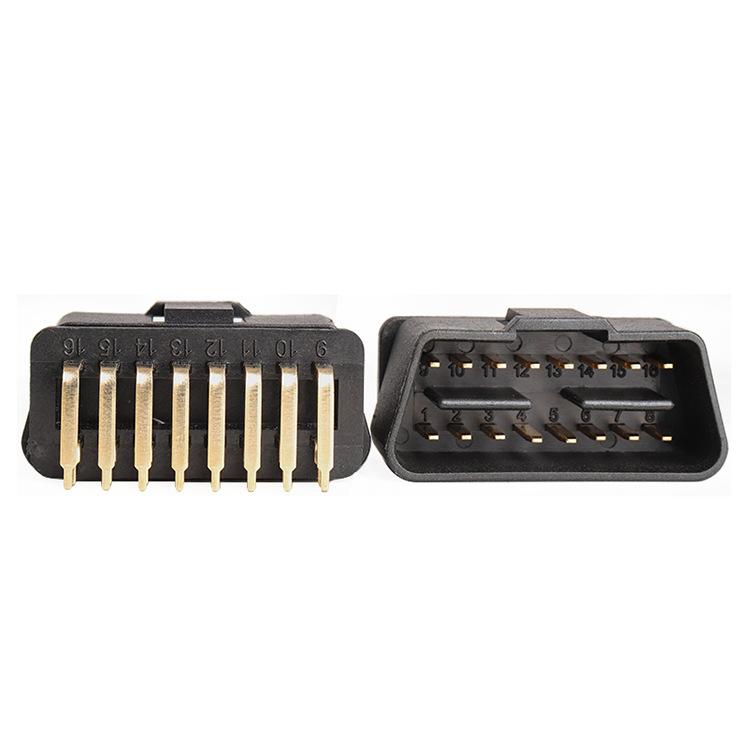 OBD2 16pin male gold-plated connector  90 degree right bending  OBD 16pin  plug  car truck obd2  plug