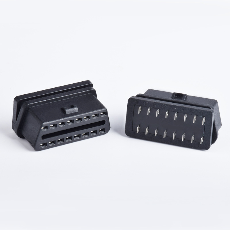 Automotive OBD2  16 pin  female connector OBD plug diagnostic interface with optional housing