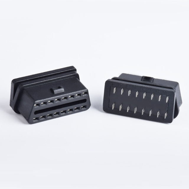 Automotive OBD2  16 pin  female connector OBD plug diagnostic interface with optional housing