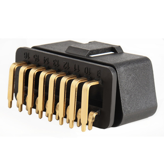 OBD2 16pin male gold-plated connector  90 degree right bending  OBD 16pin  plug  car truck obd2  plug
