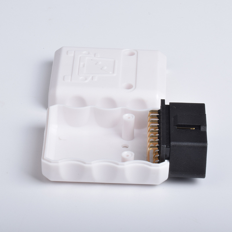 Automotive OBD2 male connector white shell gold-plated bent pin OBDII  male  16pin  connector