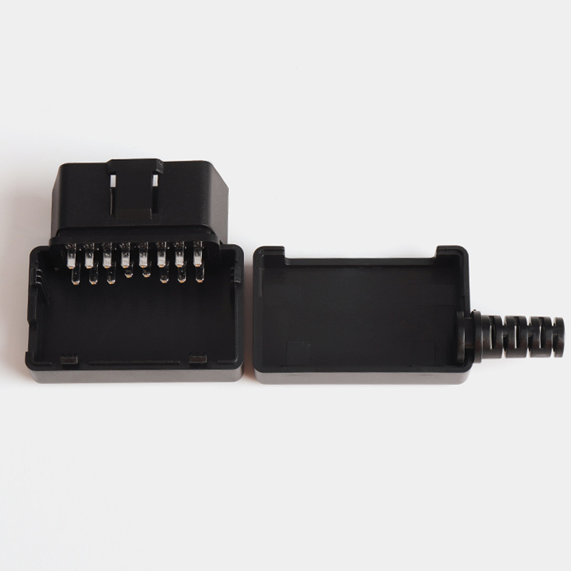 Automotive OBD2 16pin male connector concealed buckle assembly  shell OBD plug+shell+SR screw free