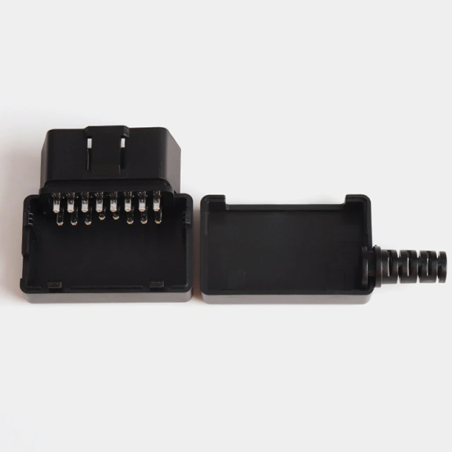 Automotive OBD2 16pin male connector concealed buckle assembly  shell OBD plug+shell+SR screw free