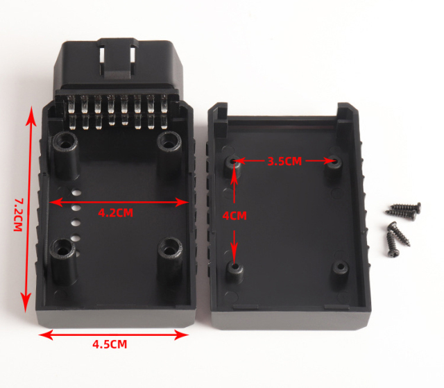 Car OBD2 male housing connector for ELM327 Bluetooth and GPS