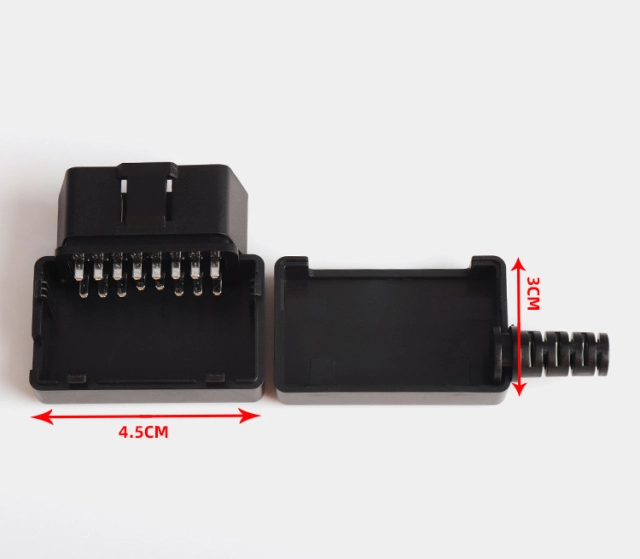 Automotive OBD2 16pin male connector concealed buckle assembly  shell OBD plug+shell+SR screw free