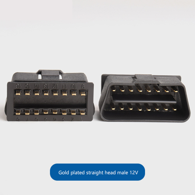 OBD2 16pin male gold-plated nickel plated connector OBD plug automotive  OBDII interface plug 12V