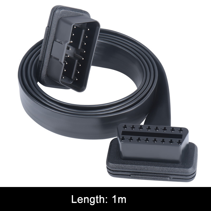 0.3m 0.6m 1m 3m 5m 10m Automobile OBD2 male to female extended cable flat  OBD  16 pin 16 core cable