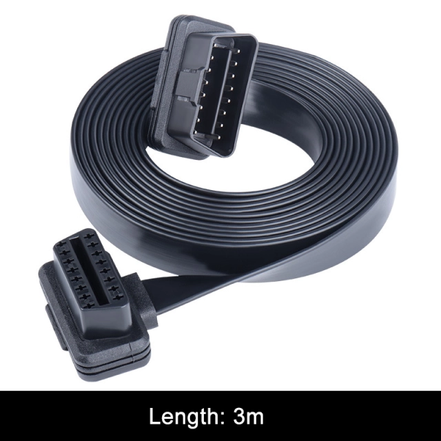 0.3m 0.6m 1m 3m 5m 10m Automobile OBD2 male to female extended cable flat  OBD  16 pin 16 core cable