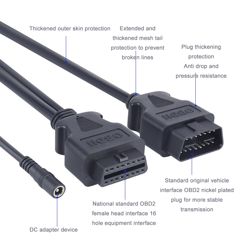 0.5M  1.5M  OBD Extension  cable Motor Vehicle Inspection Station uses car detection instrument OBD2 connection  cable