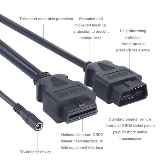 0.5M  1.5M  OBD Extension  cable Motor Vehicle Inspection Station uses car detection instrument OBD2 connection  cable