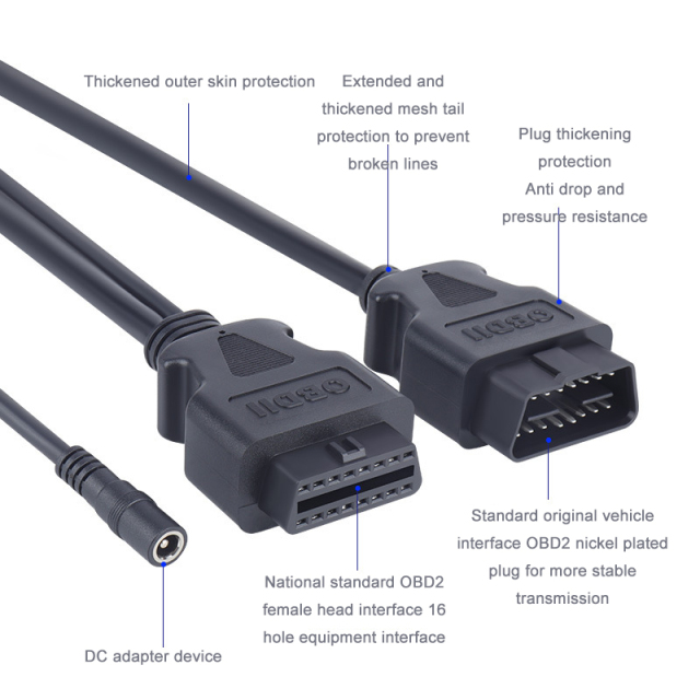 0.5M  1.5M  OBD Extension  cable Motor Vehicle Inspection Station uses car detection instrument OBD2 connection  cable
